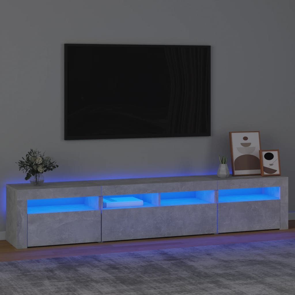 vidaXL TV-taso LED-valoilla betoninharmaa 210x35x40 cm