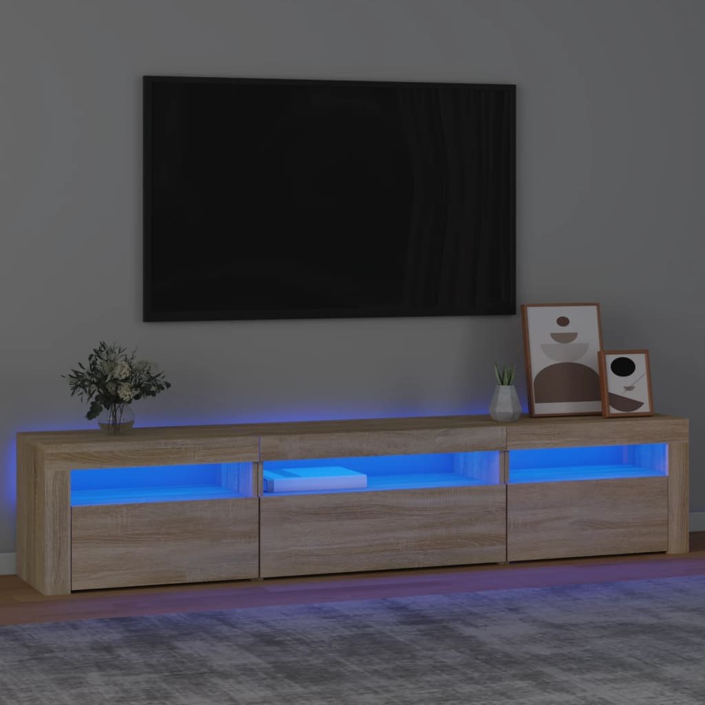 vidaXL TV-taso LED-valoilla Sonoma-tammi 195x35x40 cm