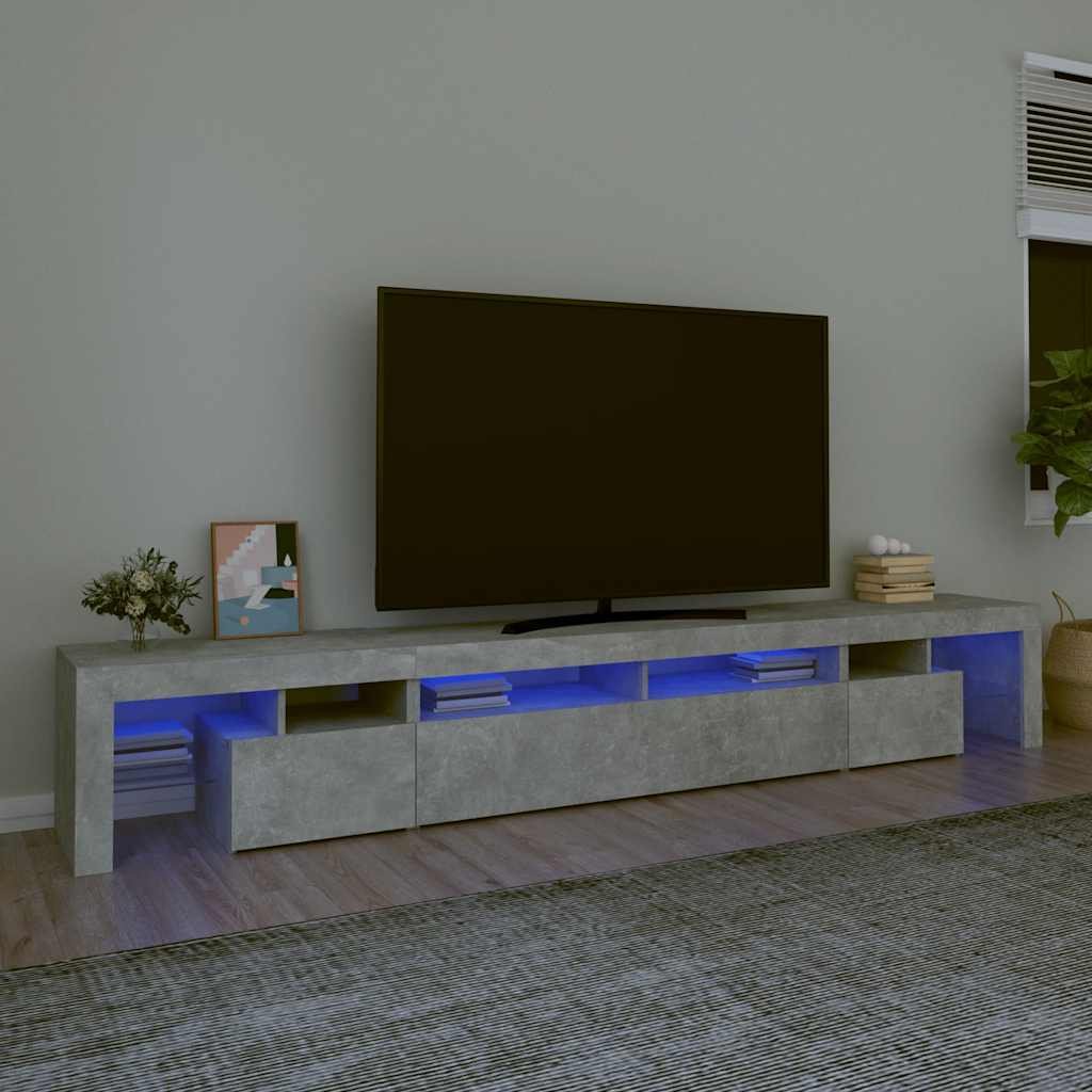 vidaXL TV-taso LED-valoilla betoninharmaa 260x36,5x40 cm