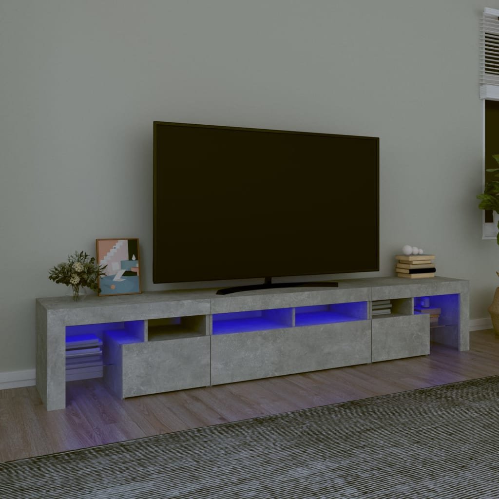 vidaXL TV-taso LED-valoilla betoninharmaa 230x36,5x40 cm