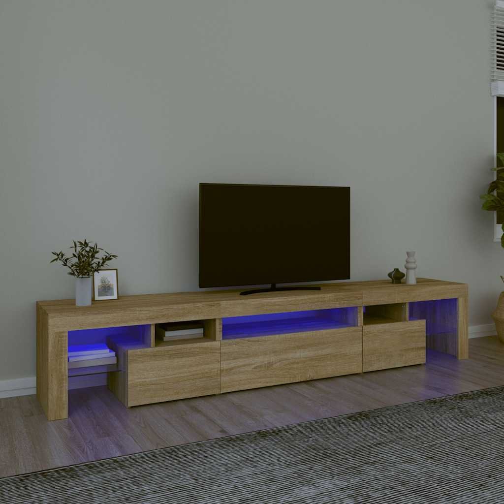 vidaXL TV-taso LED-valoilla Sonoma-tammi 215x36,5x40 cm