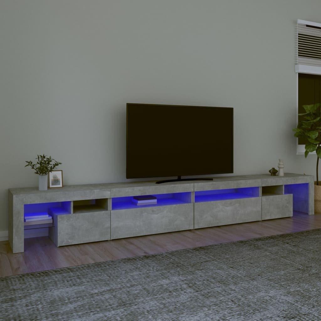 vidaXL TV-taso LED-valoilla betoninharmaa 290x36,5x40 cm