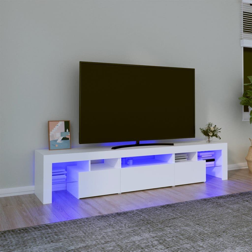 vidaXL TV-taso LED-valoilla valkoinen 200x36,5x40 cm
