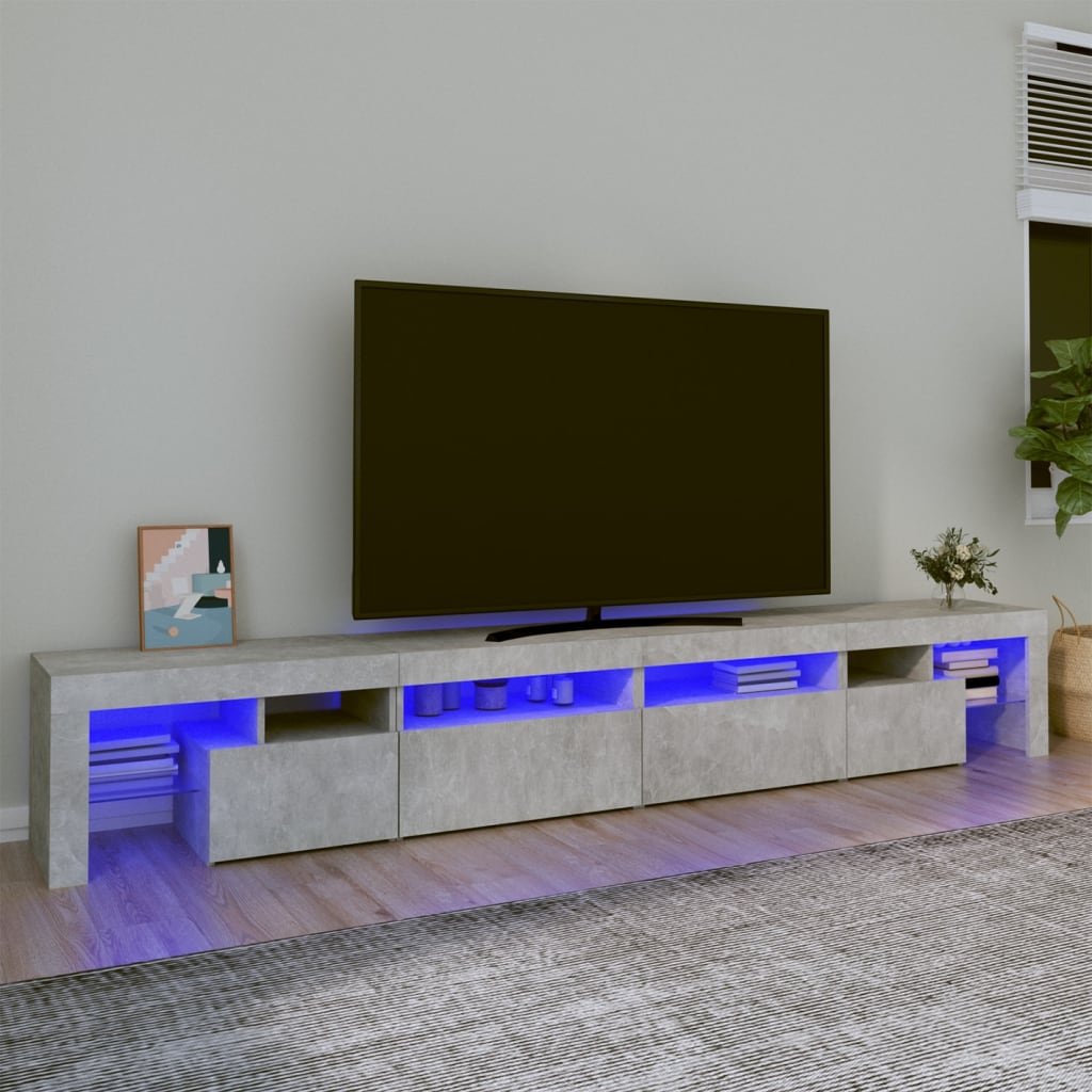 vidaXL TV-taso LED-valoilla betoninharmaa 260x36,5x40 cm