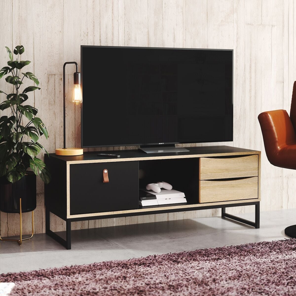 Stubbe tv-taso 120 musta/tammi