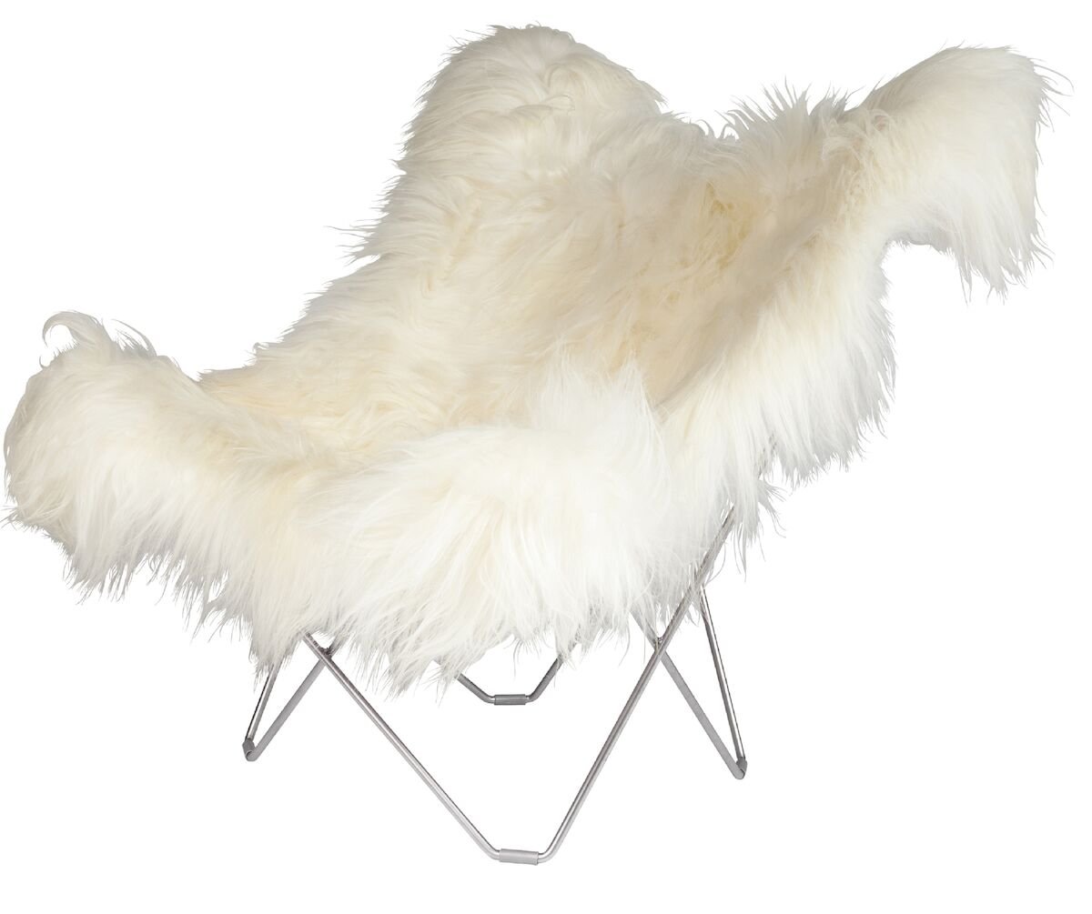 Cuero Iceland Mariposa Wild White lepakkotuoli, kromi jalka