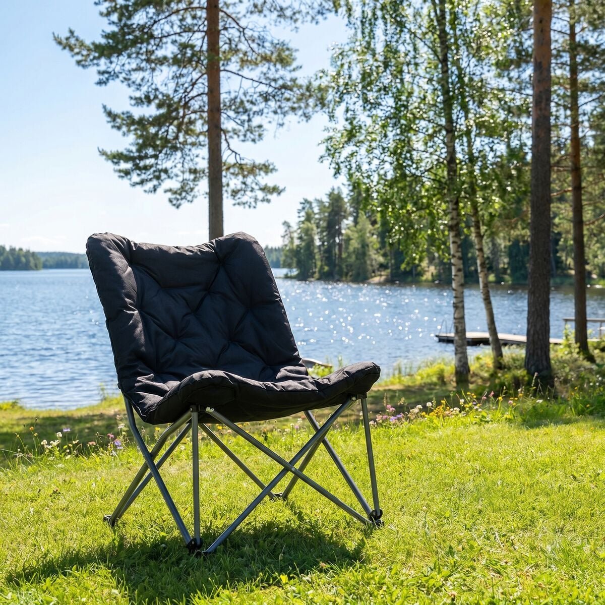 Classic caravan taitettava retkilepotuoli musta