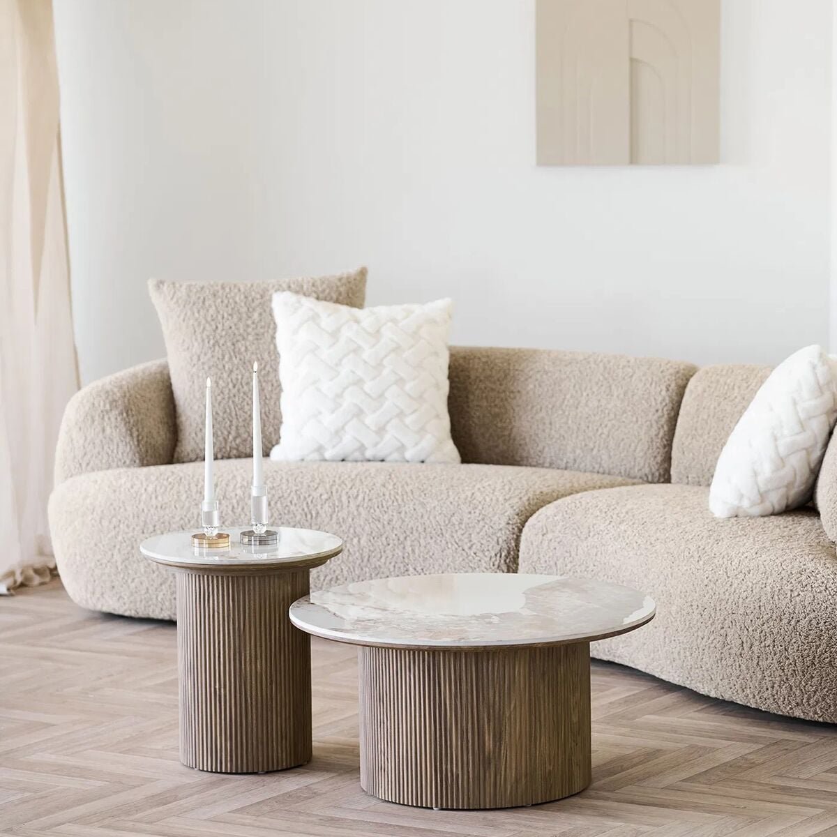 House Nordic Athens pyöreä sohvapöytä ø80 cm ruskea/valkoinen