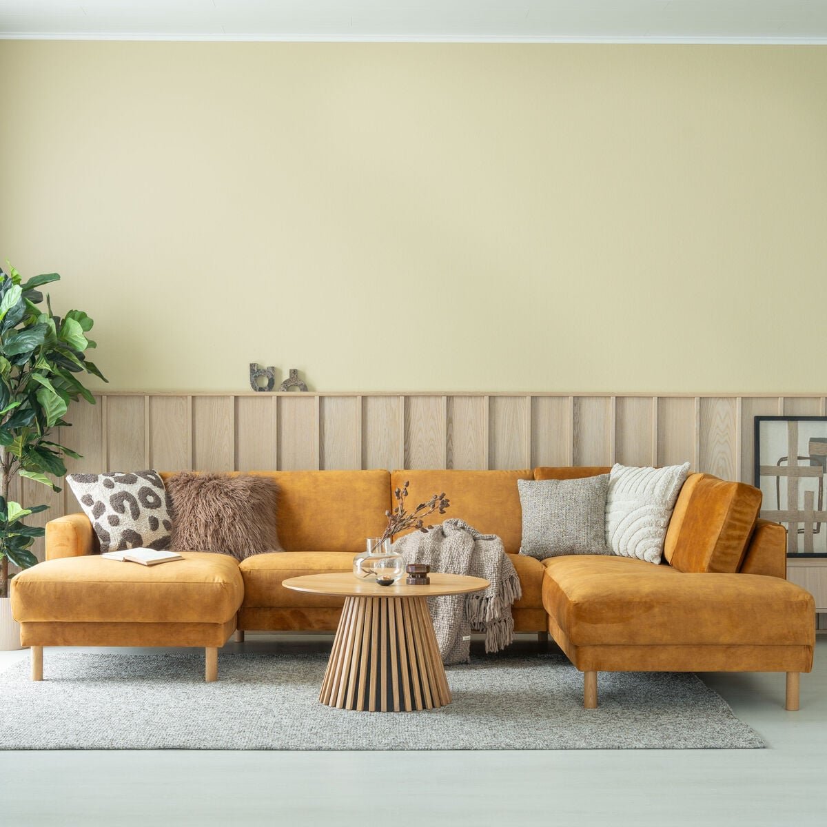 Joki U-kulmasohva oikea kulta Adore 132, tammijalat