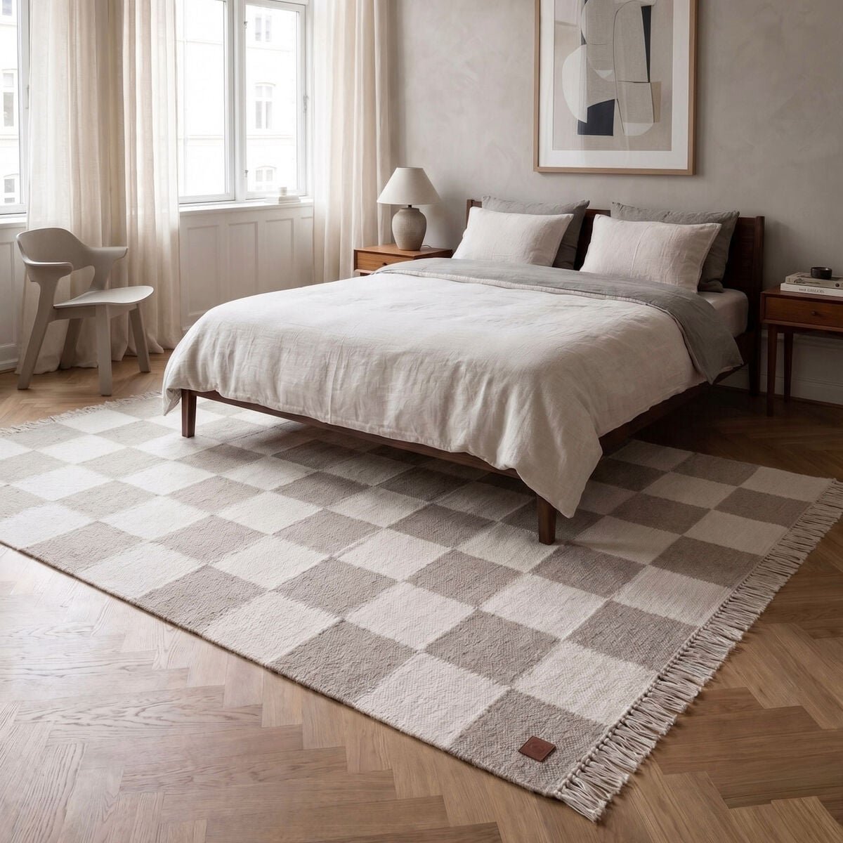 KM Nordic Check villamatto 240x340 cm harmaa