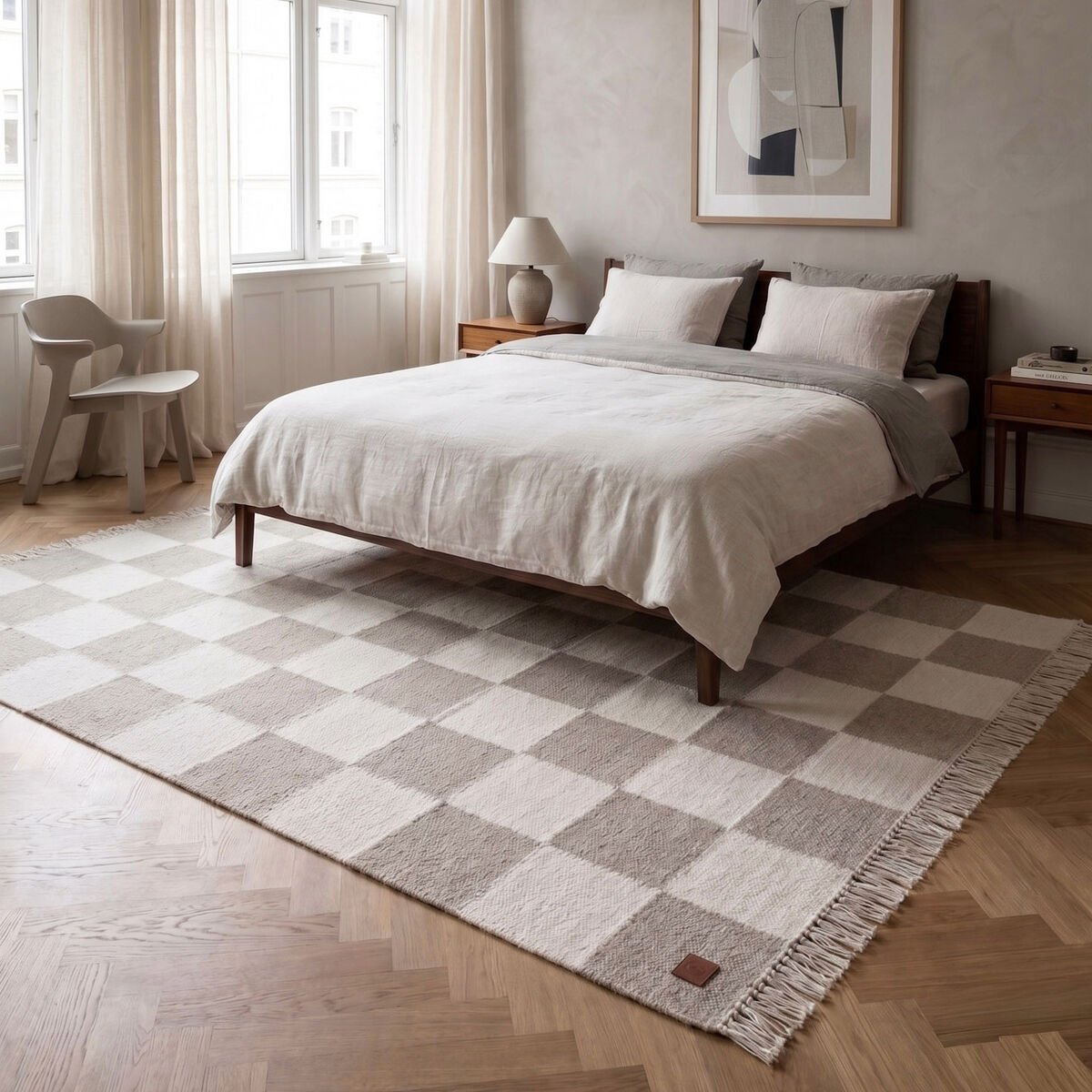 KM Nordic Check villamatto 140x200 cm harmaa