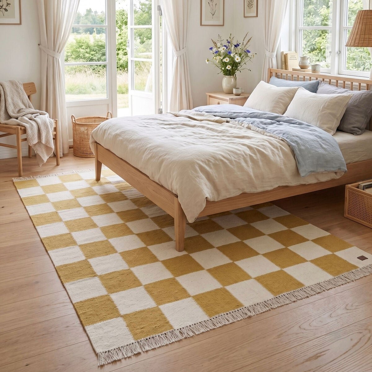KM Nordic Check villamatto 200x300 cm keltainen