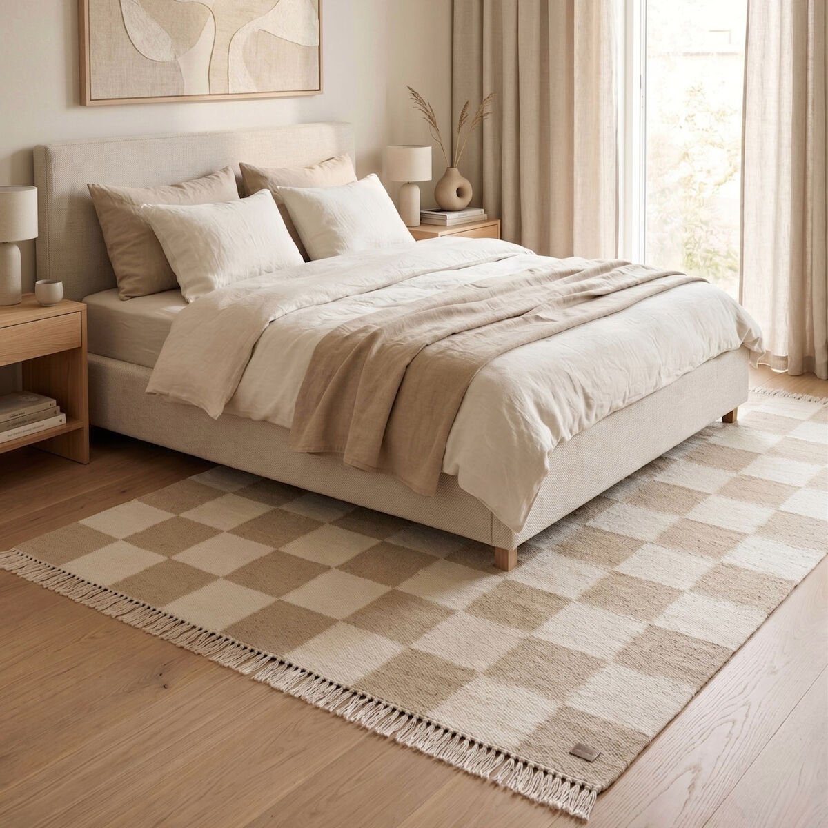 KM Nordic Check villamatto 160x230 cm pellava