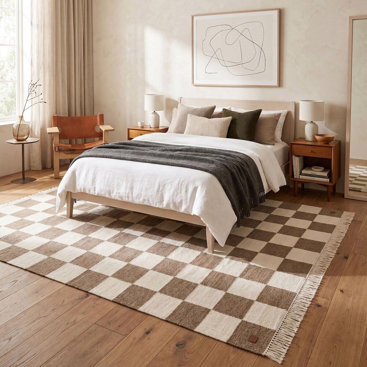 KM Nordic Check villamatto 240x340 cm ruskea