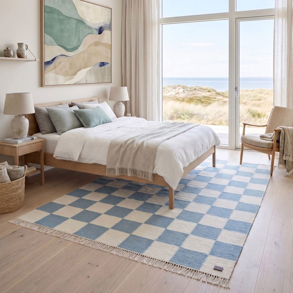 KM Nordic Check villamatto 240x340 cm sininen