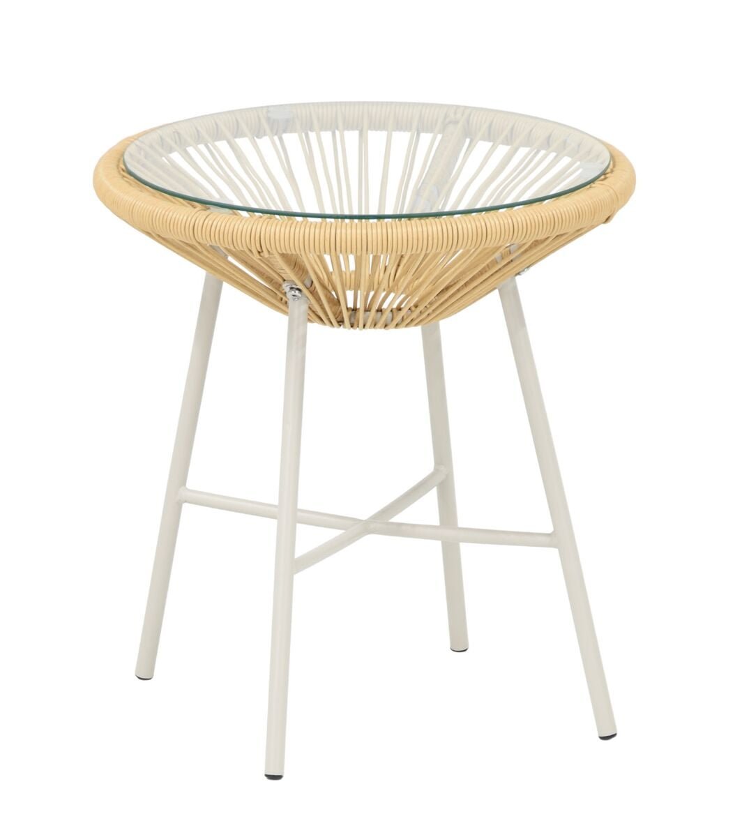 Mooda Cane pyöreä parvekepöytä Ø45 cm luonnonväri/greige