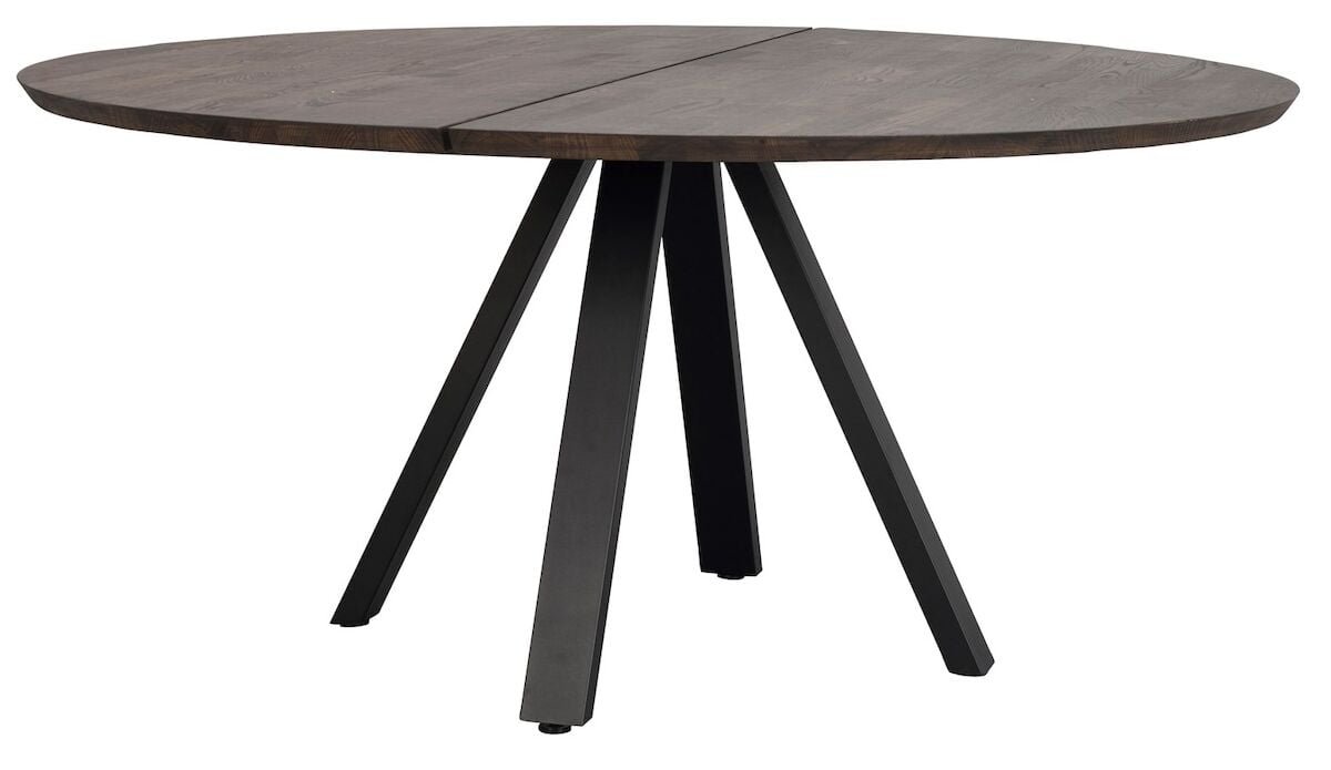 Rowico Home Carradale pyöreä ruokapöytä Ø 150 cm ruskea/musta V-jaloilla