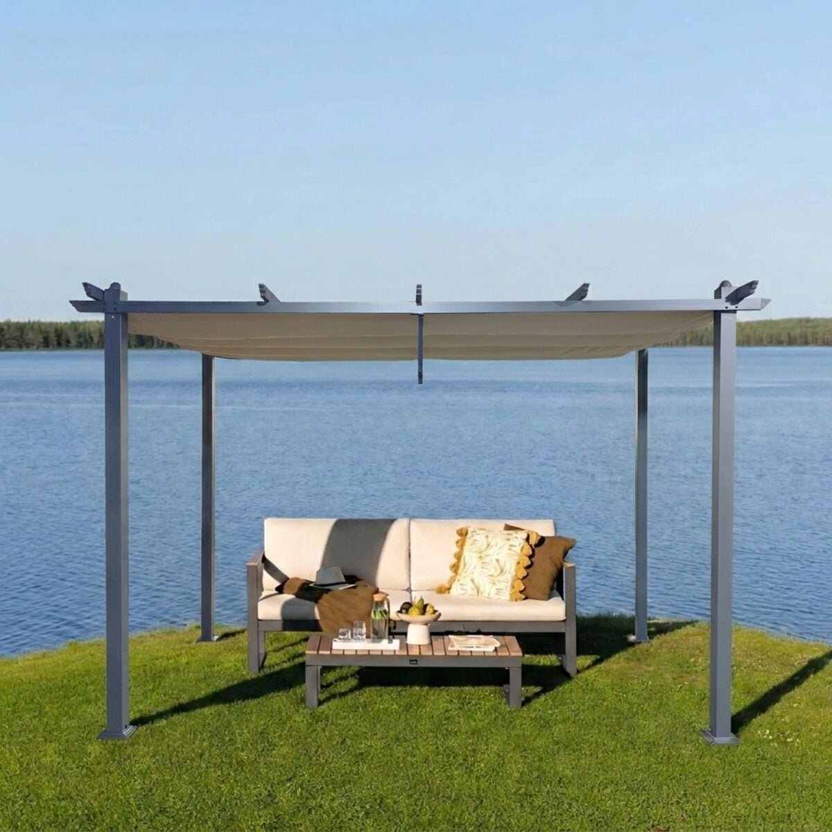 Skandi pergola 3x4 m tummanharmaa/beige