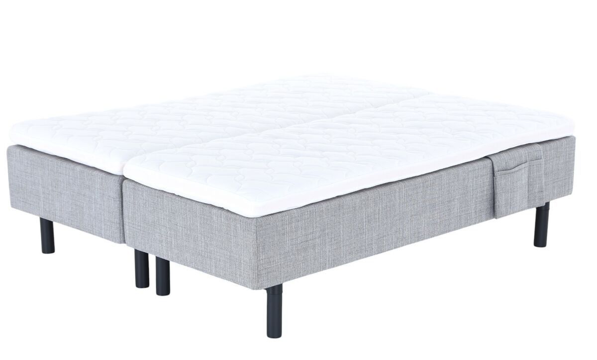 Unia Hopea moottorisänky L 180x200 harmaa, relax 7cm, 18cm musta jalka