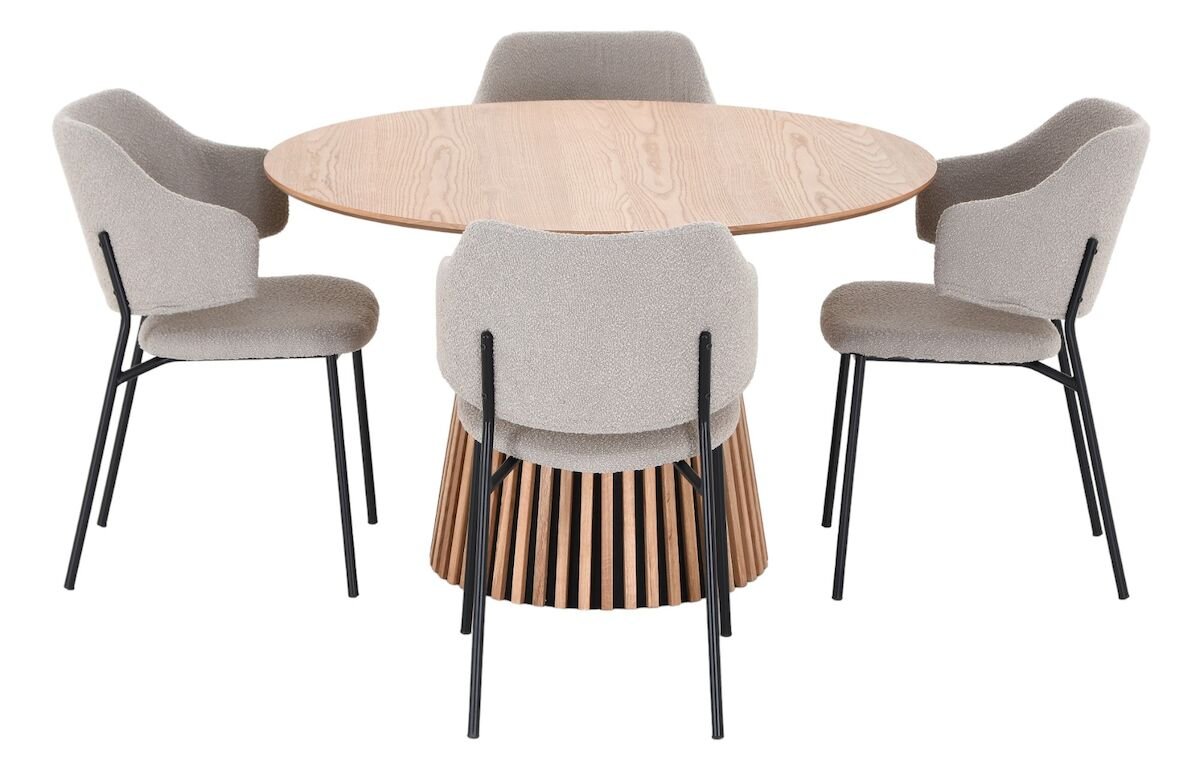 Villa-Enzo 4-hengen pyöreä ruokailuryhmä tammi/beige