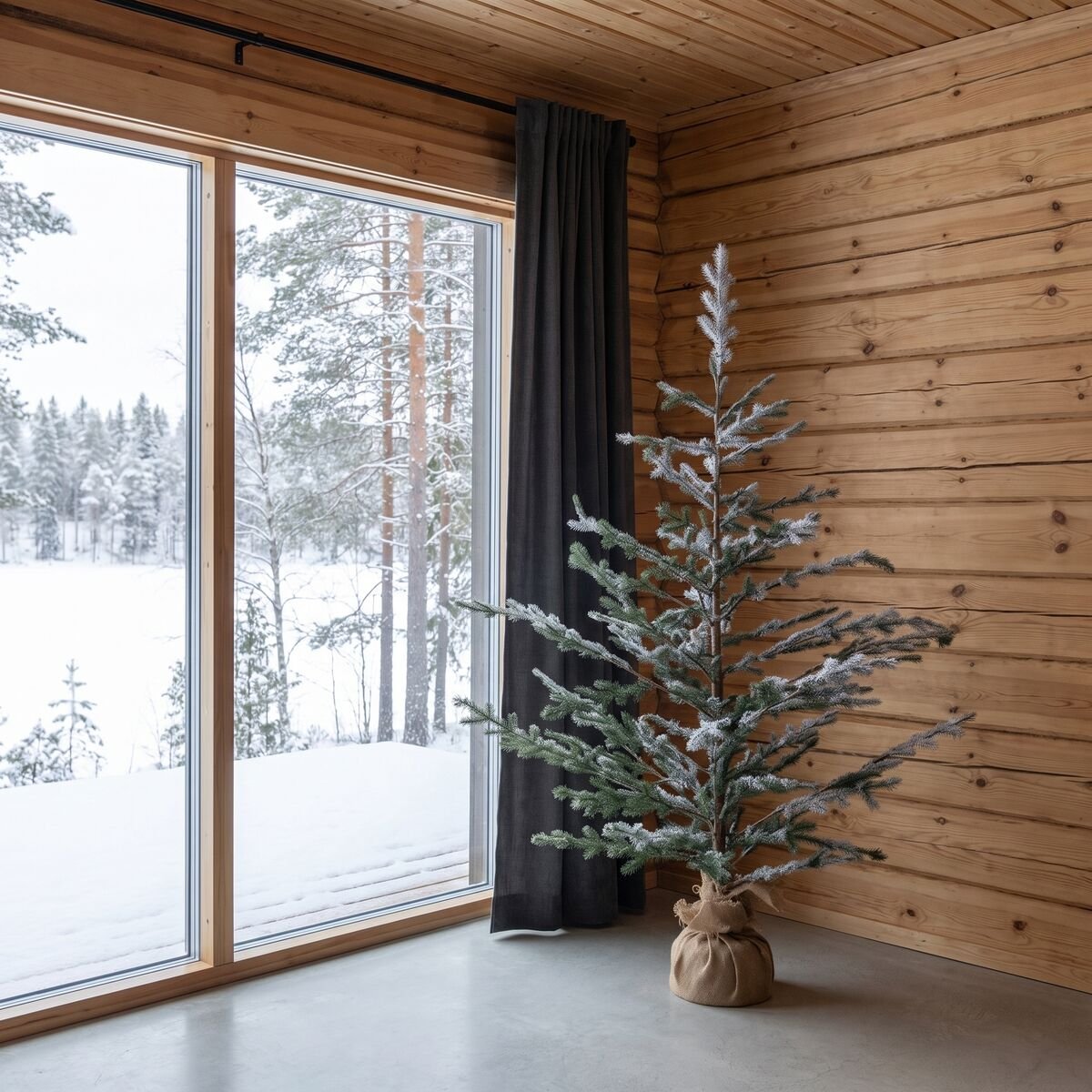 Winteria luminen kuusi juuttiruukussa 150 cm