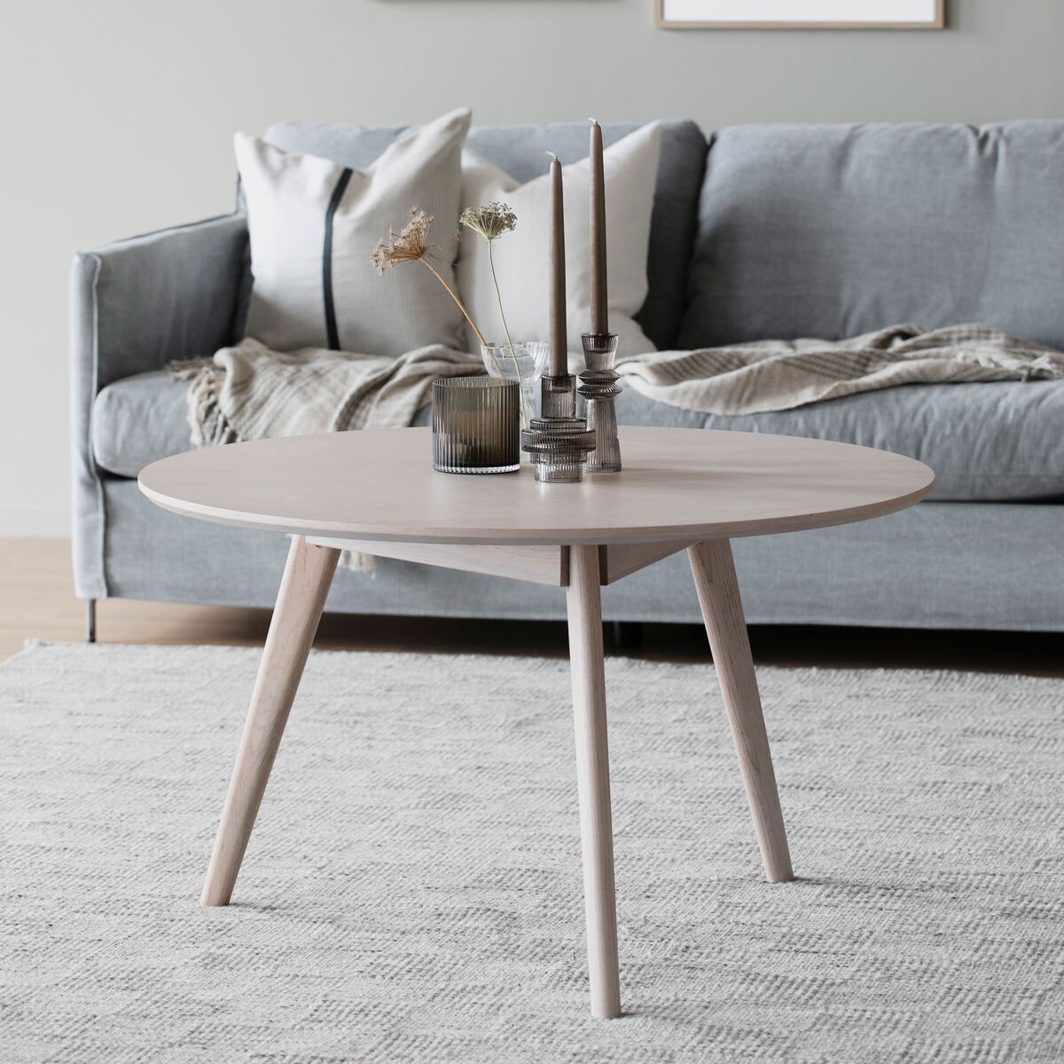 Rowico Home Yumi sohvapöytä pyöreä 90 cm valkolakattu tammi