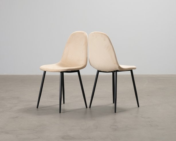 Polar ruokapöydän tuoli beige sametti, 2 kpl setti