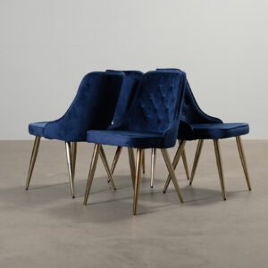 Velvet Deluxe ruokapöydän tuoli sininen / kulta, 2 kpl setti