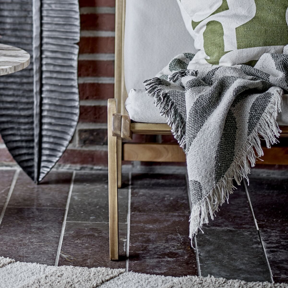 Bloomingville Alk torkkupeitto 160x130 cm vihreä
