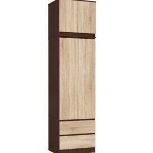 Akord Vaatekaappi yläosalla 2 ovea 2 laatikkoa Wenge/Tammi Sonoma 60x51x234