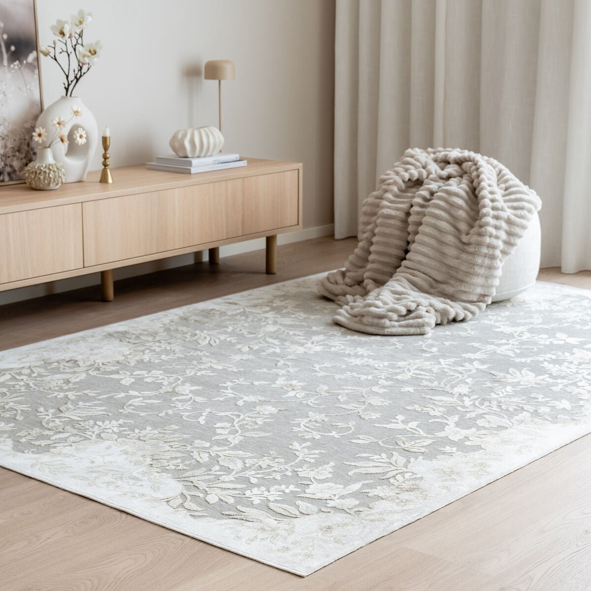 Camilla viskoosimatto 200x290 cm beige/harmaa