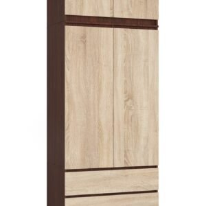Akord Yläsäilytyskaappi 2-ovinen 2-laatikollinen Wenge/Sonoma-tammi 90x51x234