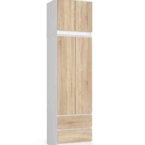 Akord Vaatekaappi yläosalla 2 ovea 2 laatikkoa Tammi Sonoma/Valkoinen 60x51x234