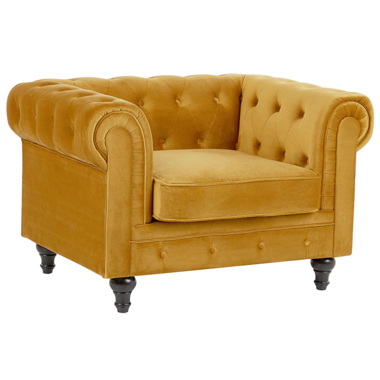 Nojatuoli CHESTERFIELD sametti Sinapinkeltainen