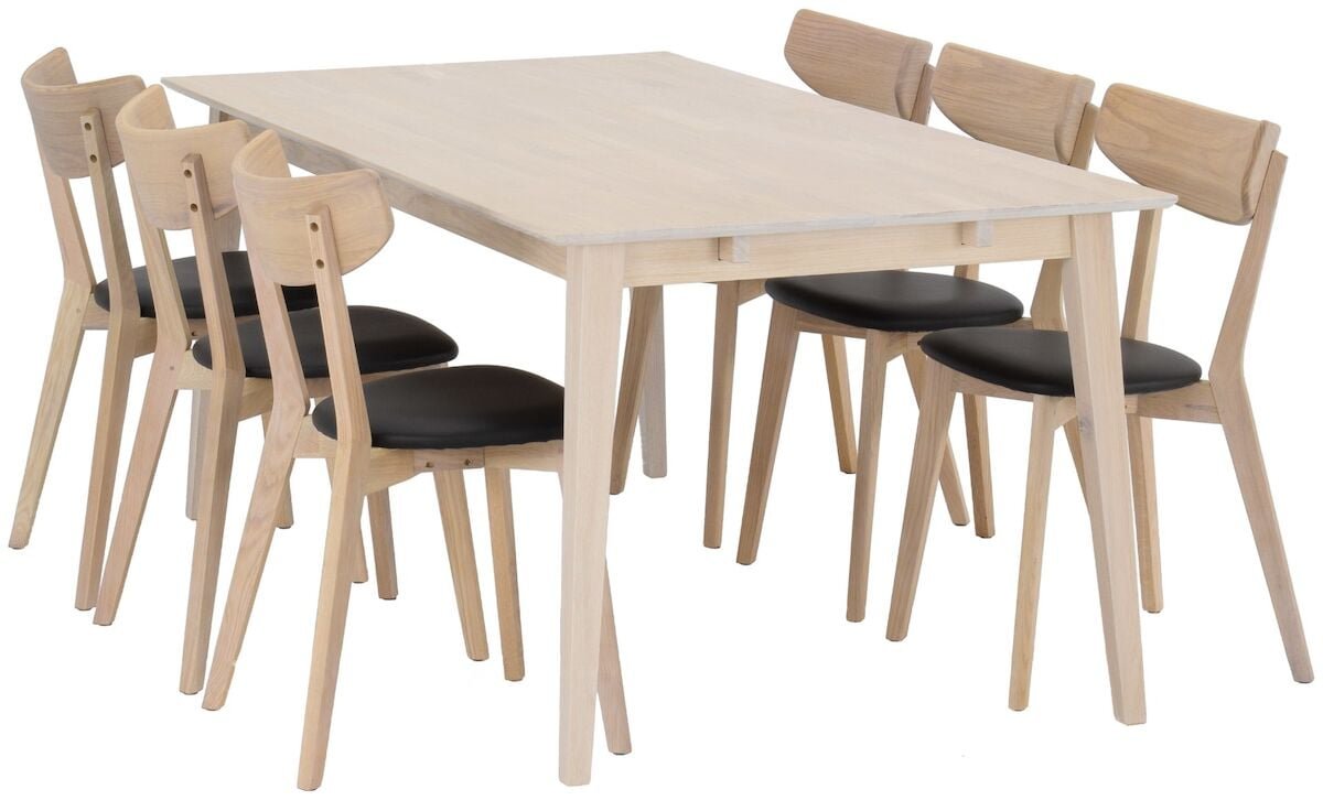 Rowico Home Filippa-Ami 6-hengen ruokailuryhmä valkoöljytty Tammi