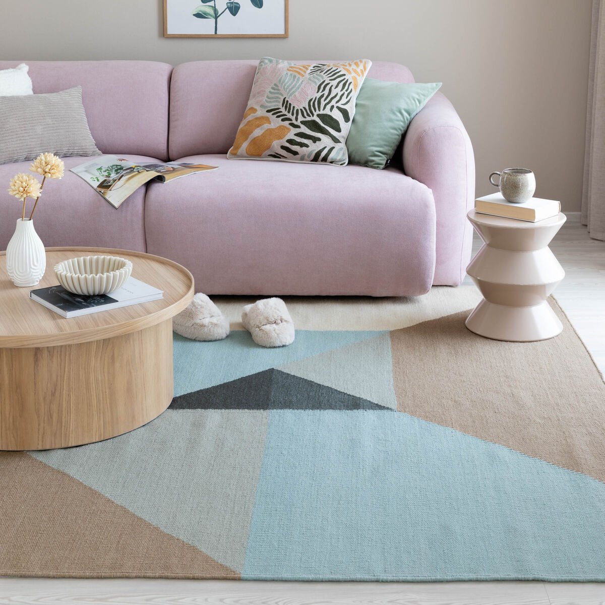 Finarte Triangle villamatto 200x300 cm harmaa/sininen