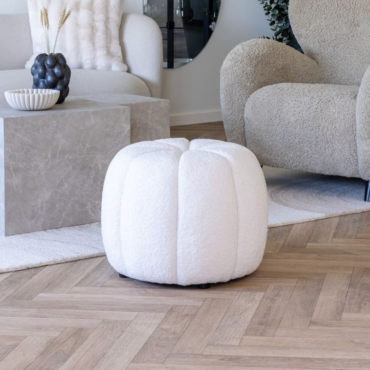 House Nordic Paisley pyöreä rahi luonnonvalkoinen Ø48