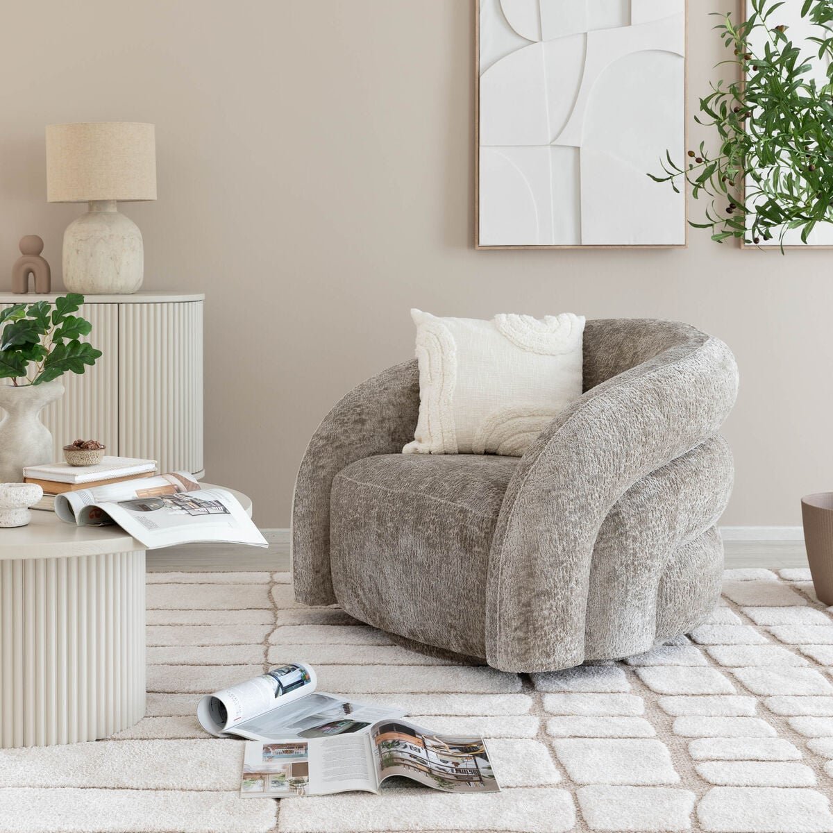 House Nordic Valletta pyörivä nojatuoli beige HN1251