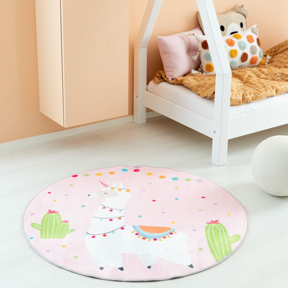 Laama pyöreä matto Ø100 cm roosa