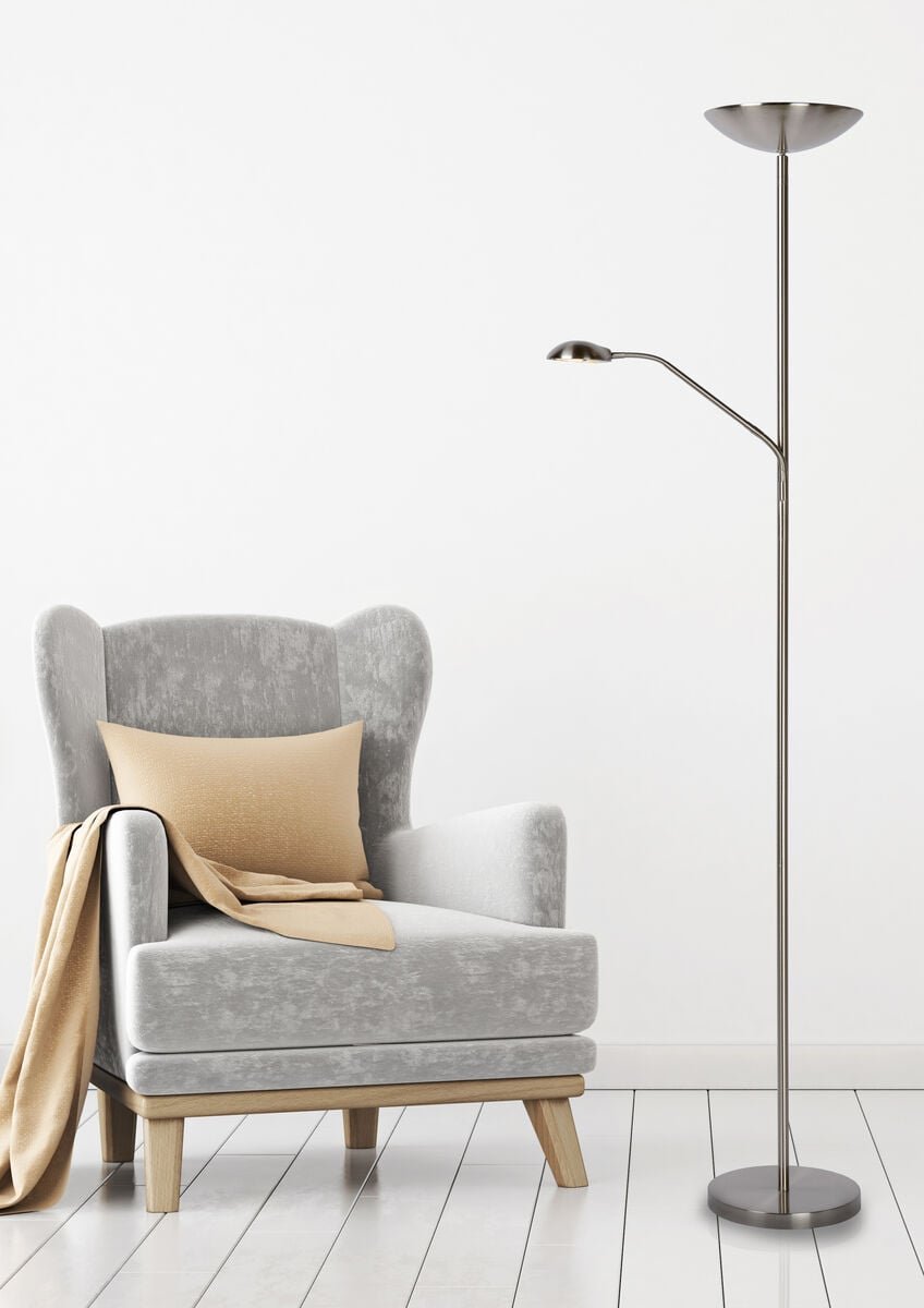 Lucide Zenith LED-lattiavalaisin lukuvalolla satiinikromi