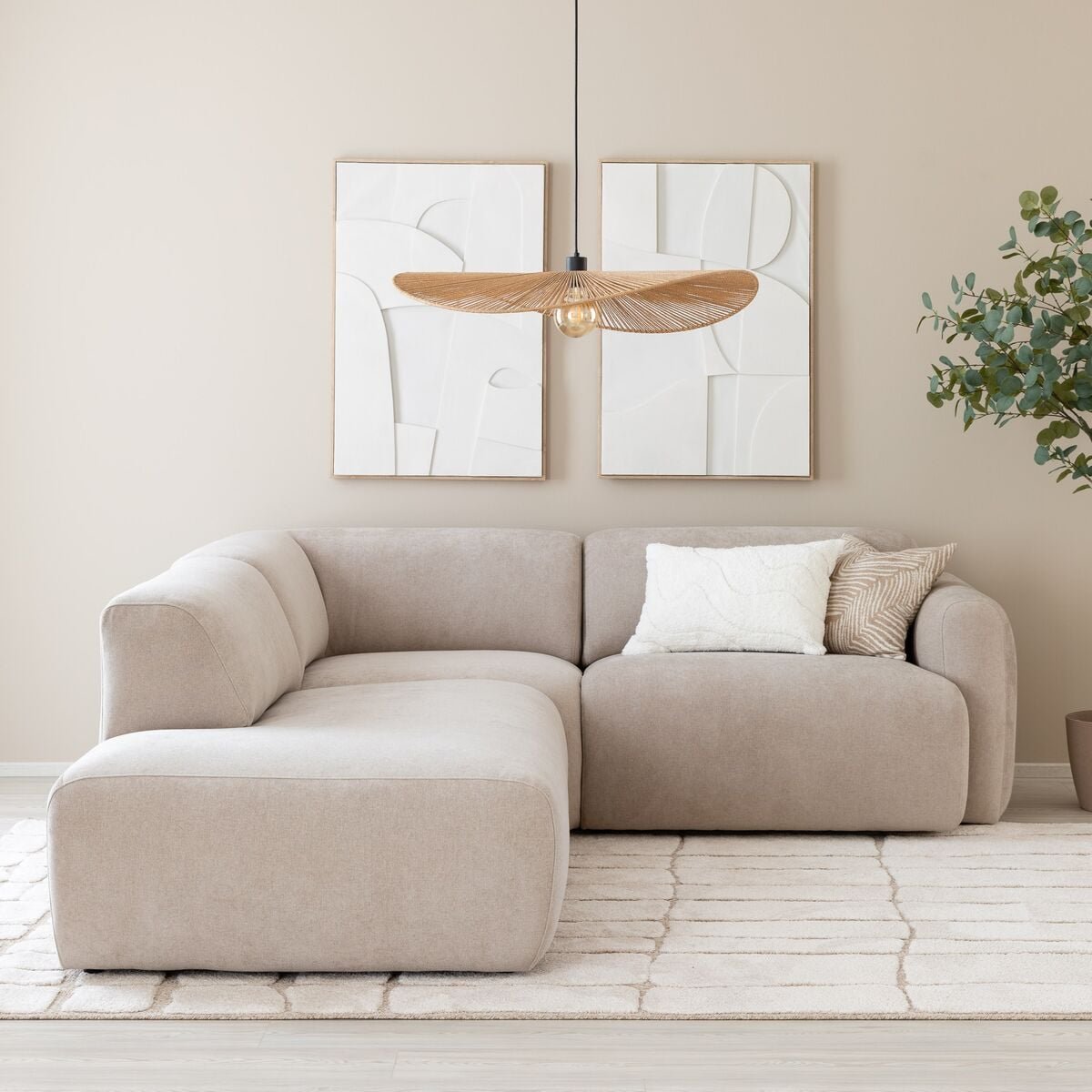 Lumo mini avokulmasohva vasen Storm 06 beige