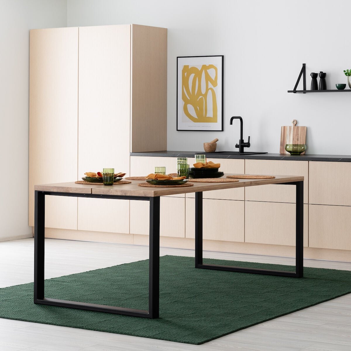 Manner tammi lankkupöytä 180x90 cm lakattu tammi/musta