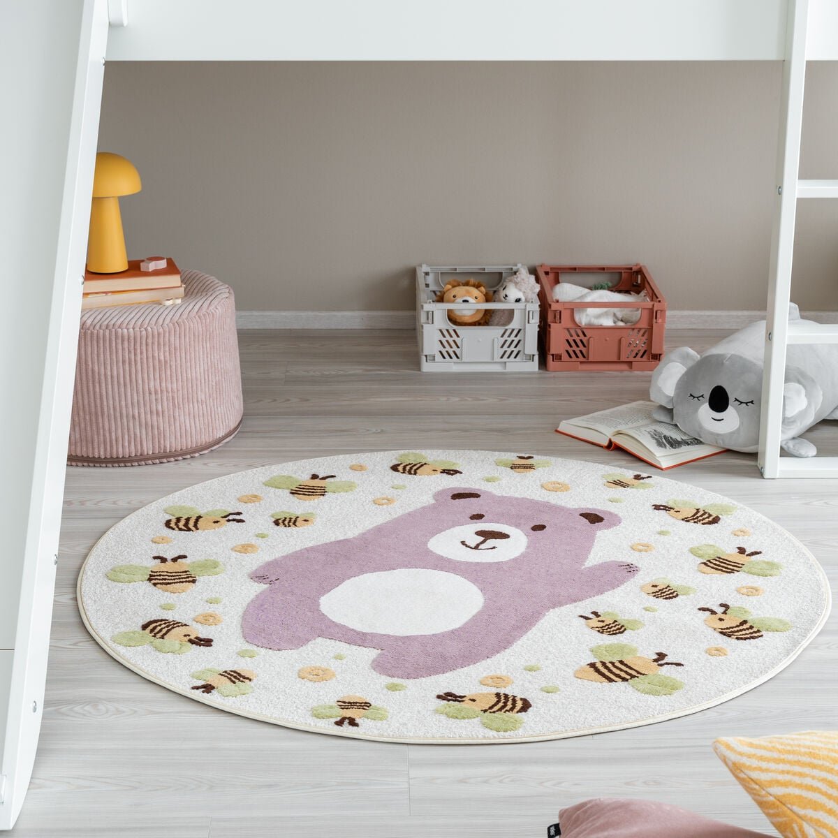 Nalle pyöreä lastenmatto 120 cm monivärinen