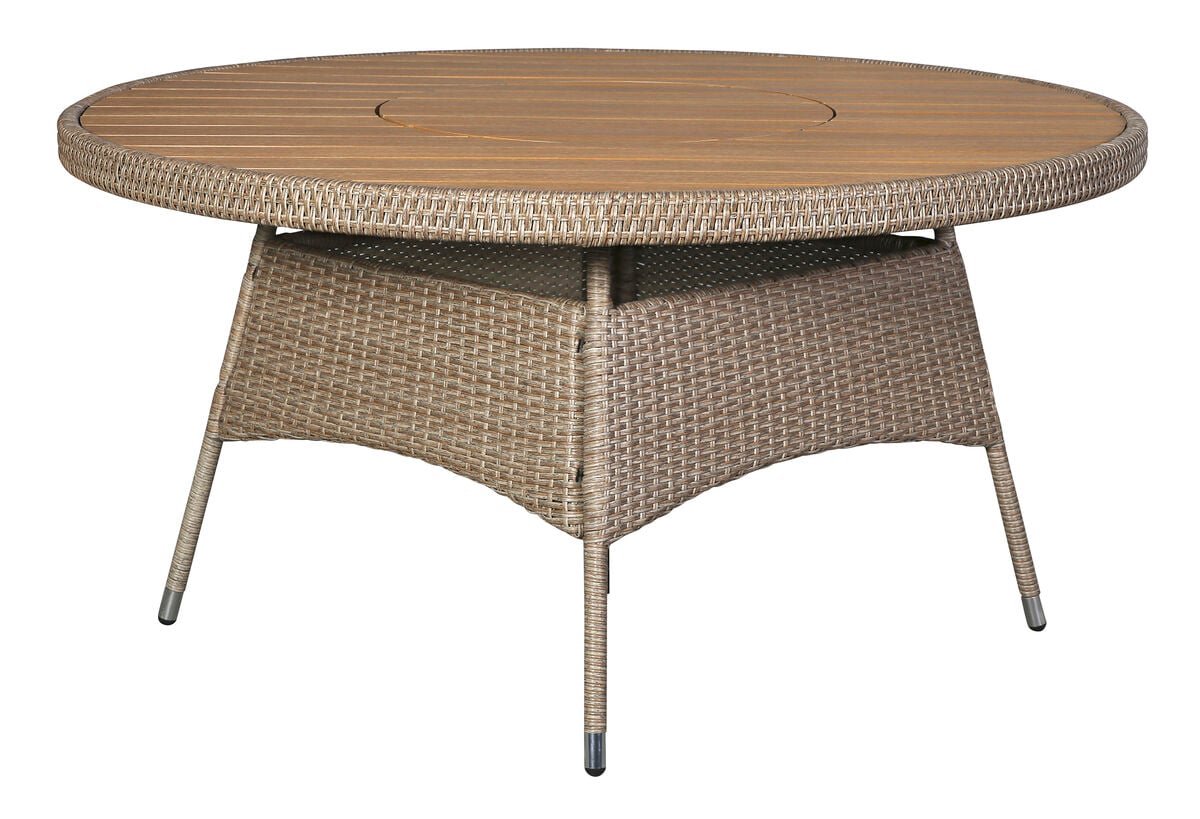 Outfit pyöreä puutarhapöytä Ø150 cm pyörivällä lautasella beige