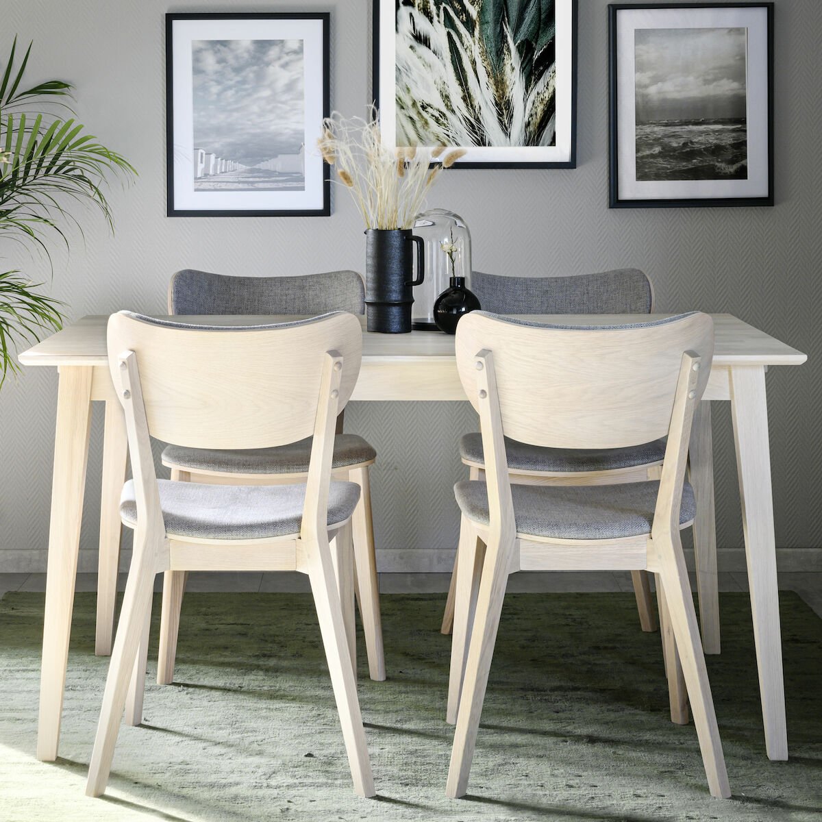 Rowico Home Filippa-Kato 4-hengen ruokailuryhmä valkoöljytty tammi/valkolakattu