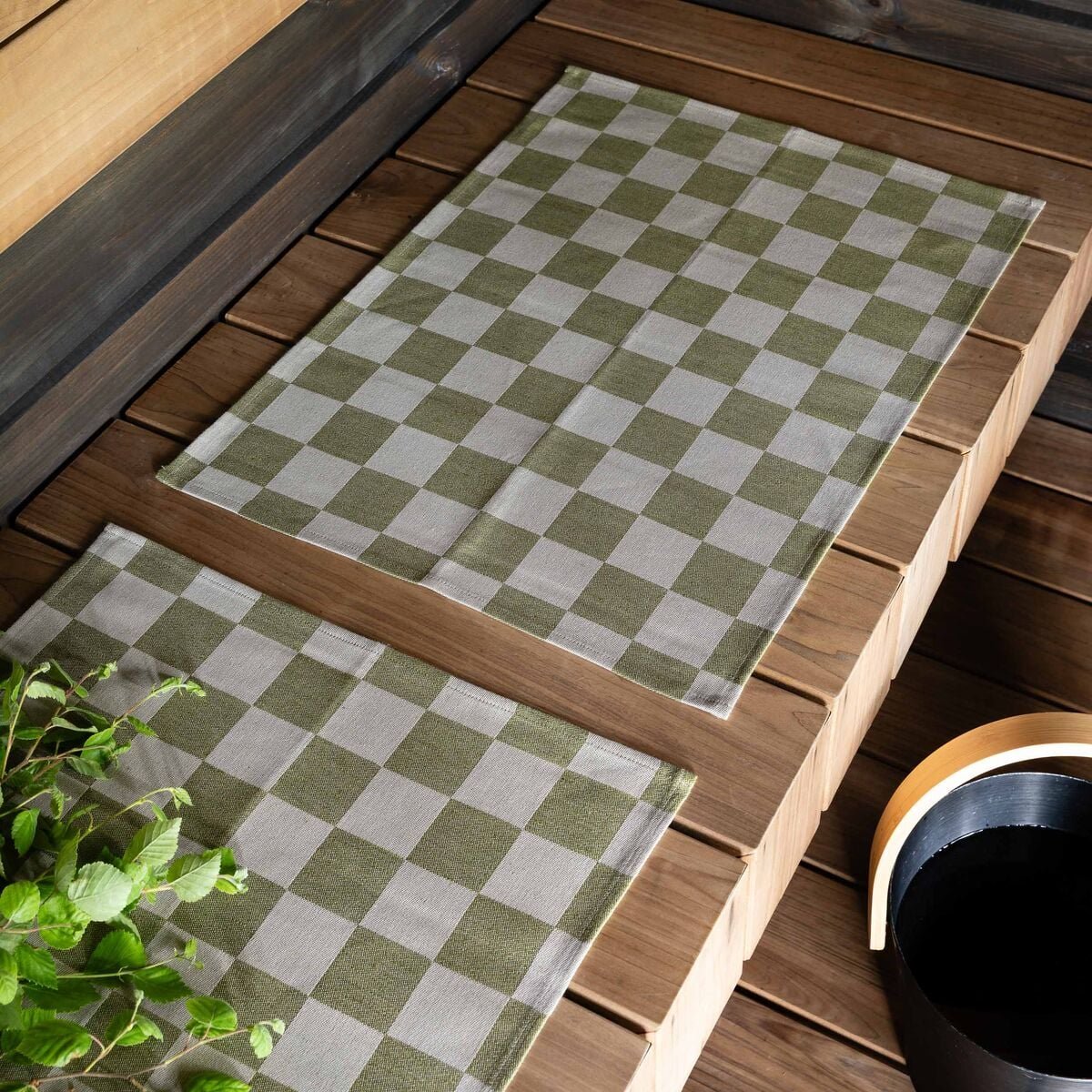 Saaga saunapefletti 2 kpl 46x60 cm vihreä/beige