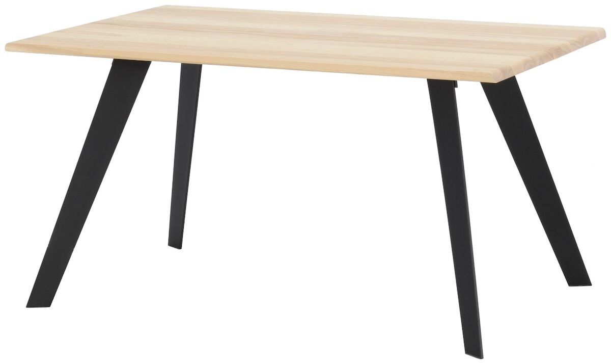 Saarni ruokapöytä 140x90 cm lakattu saarni, musta metallijalka