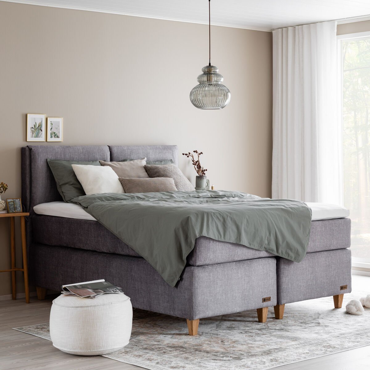Unia Platina jenkkisänky 180 L luonnonkumi, tammi jalat, harmaa Vogue 14