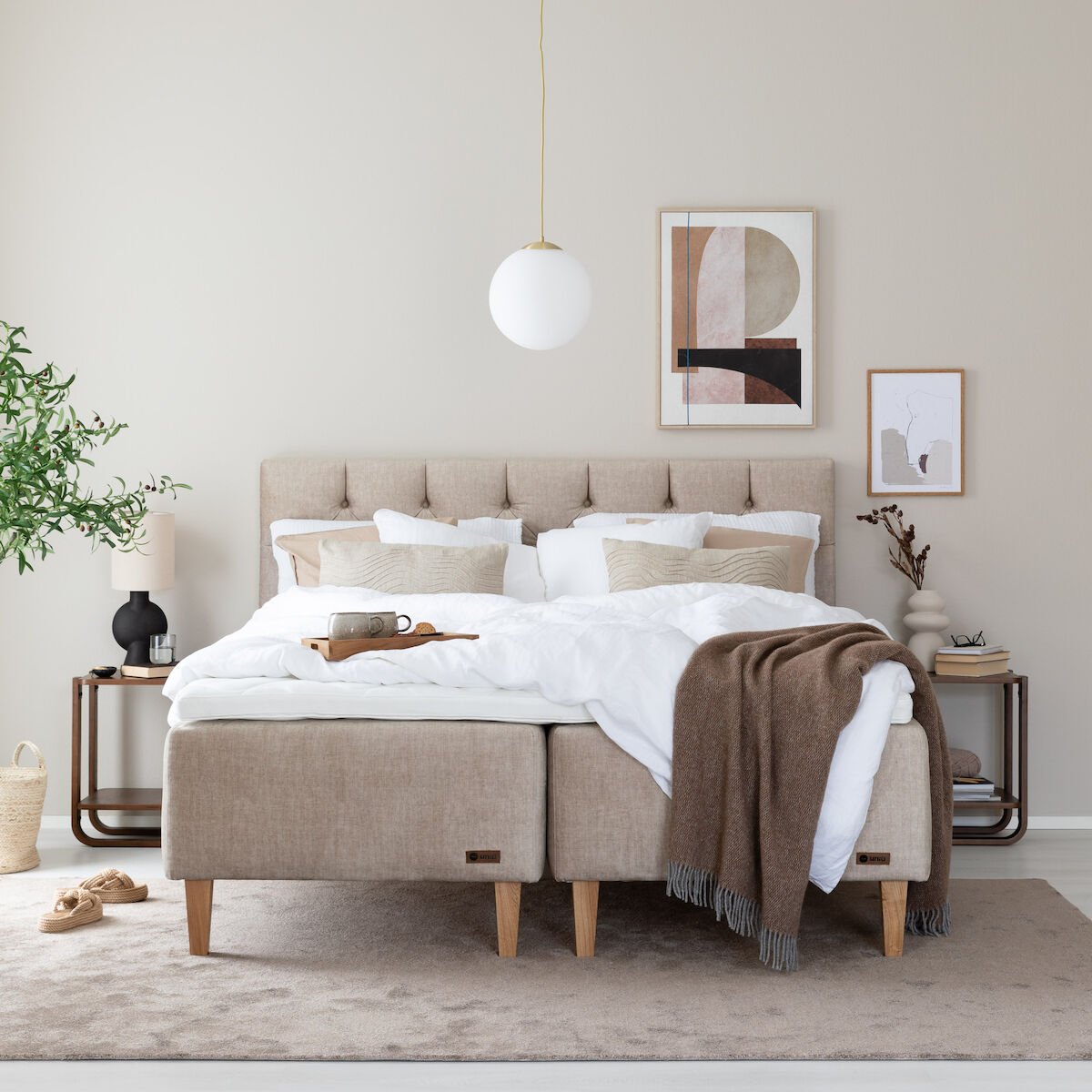 Unia Platina runkopatjasänky 180 XL Stylex, tammi jalat, beige Vogue 02