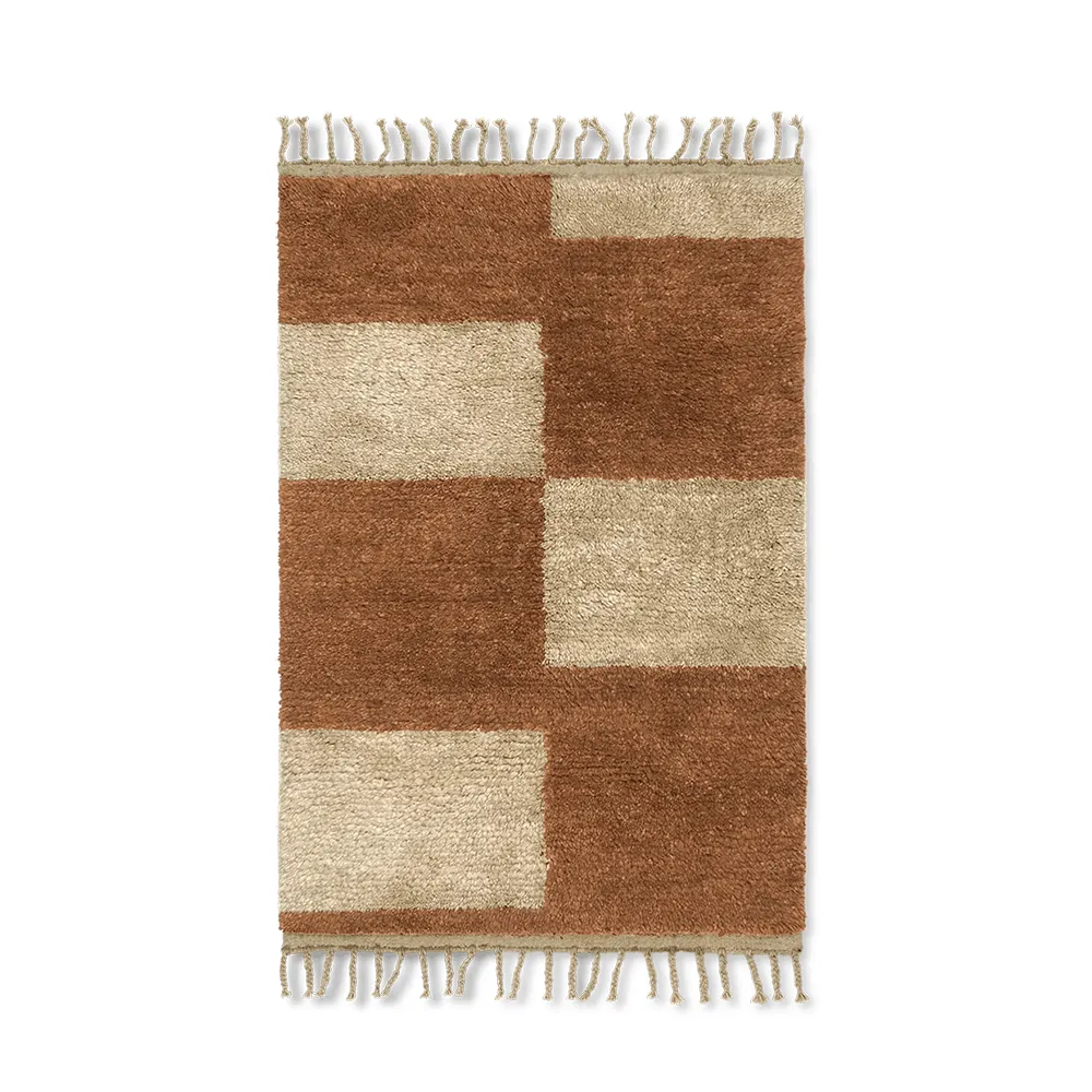 Ferm Living, Mara solmittu matto 120x80 cm tummanharmaa/valkoinen